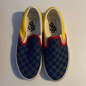 Classic slip-on navy / yellow / red vans size 6 womens